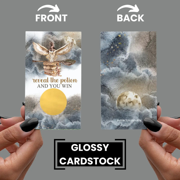 Magic owl scratch-off game cards: baby shower wedding halloween party favors & prize reveal activities - games