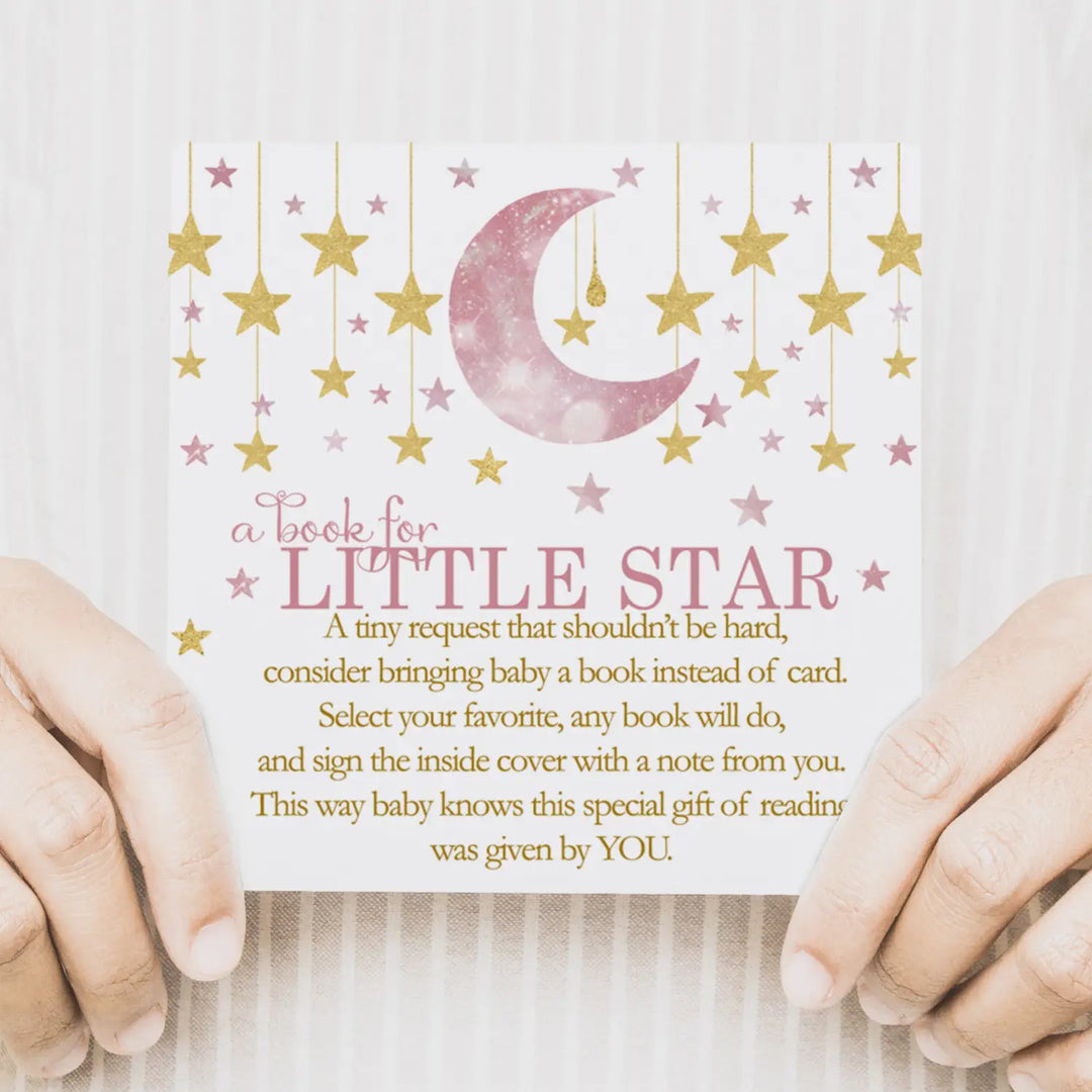 Twinkle little star books for baby shower request cards (girls) - invitations