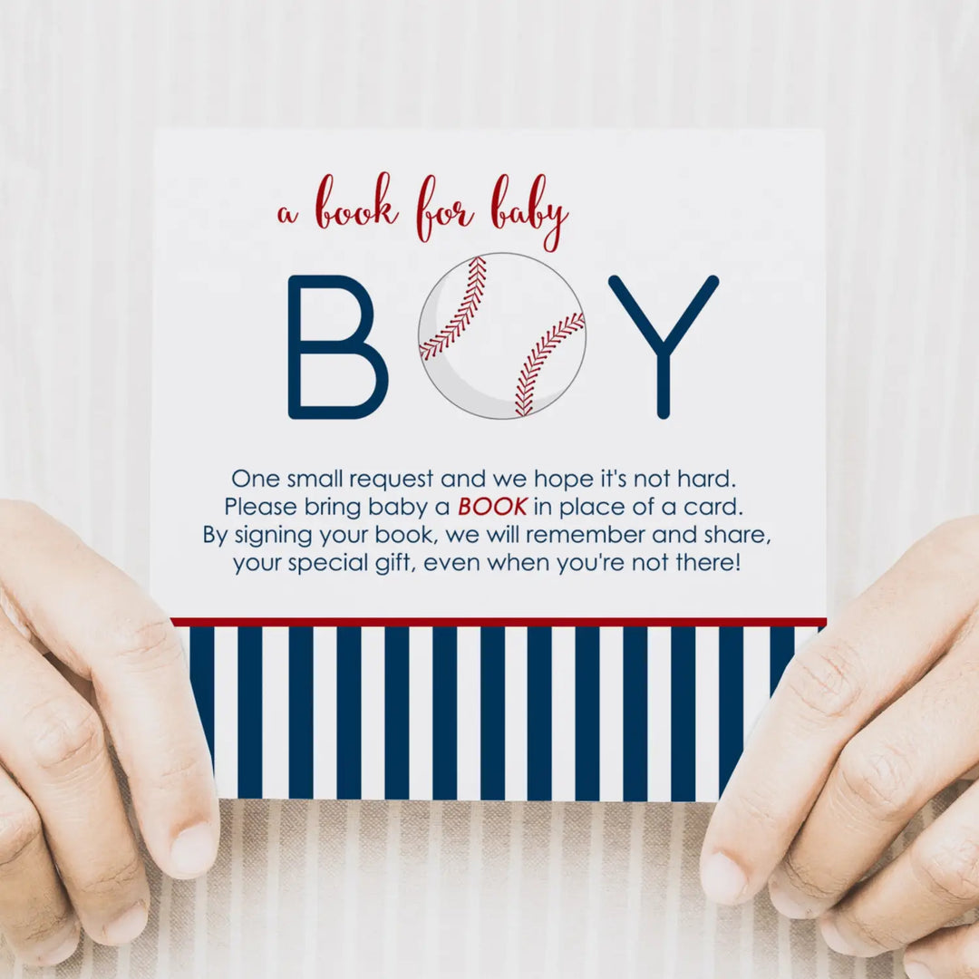 Baseball-themed baby shower invitation inserts - invitations
