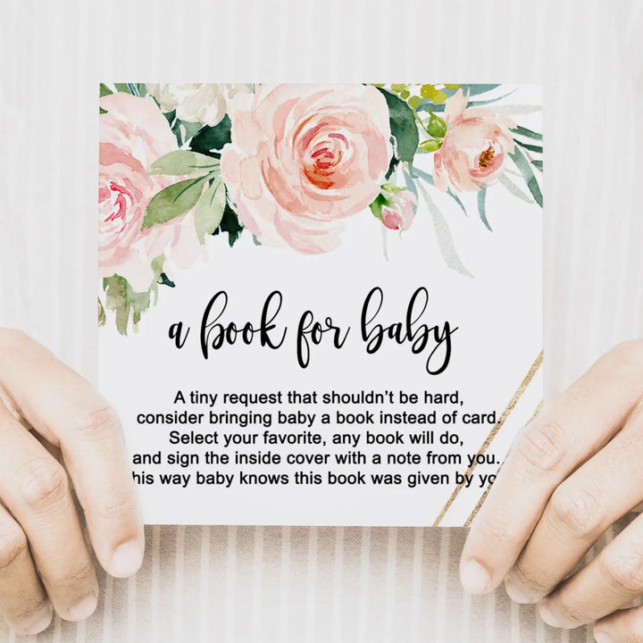 Graceful floral books for baby shower request cards - invitations