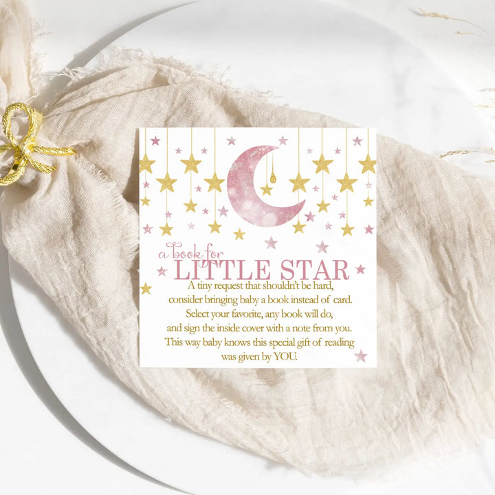 Twinkle little star books for baby shower request cards (girls) - invitations