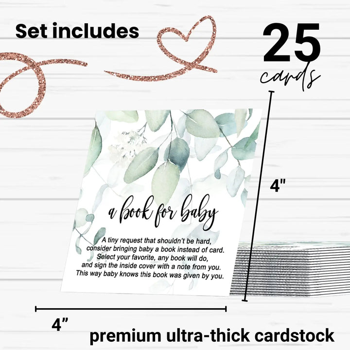 Greenery books for baby shower request cards - invitations