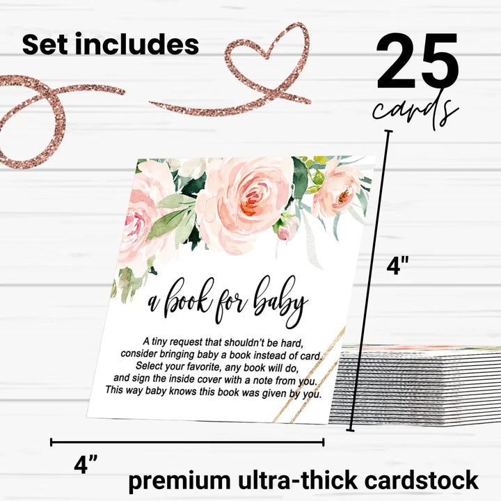 Graceful floral books for baby shower request cards - invitations