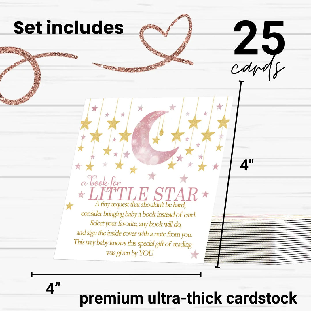 Twinkle little star books for baby shower request cards (girls) - invitations