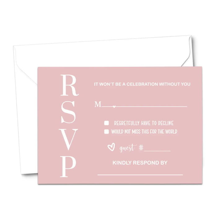 Pink majesty rsvp card 25 pack - minimalist wedding invitation response cards with envelopes blank - invitations