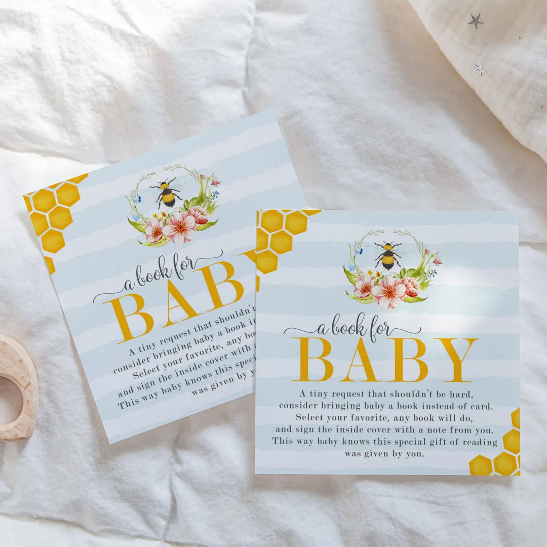 Mama bee books for baby shower request cards - invitations