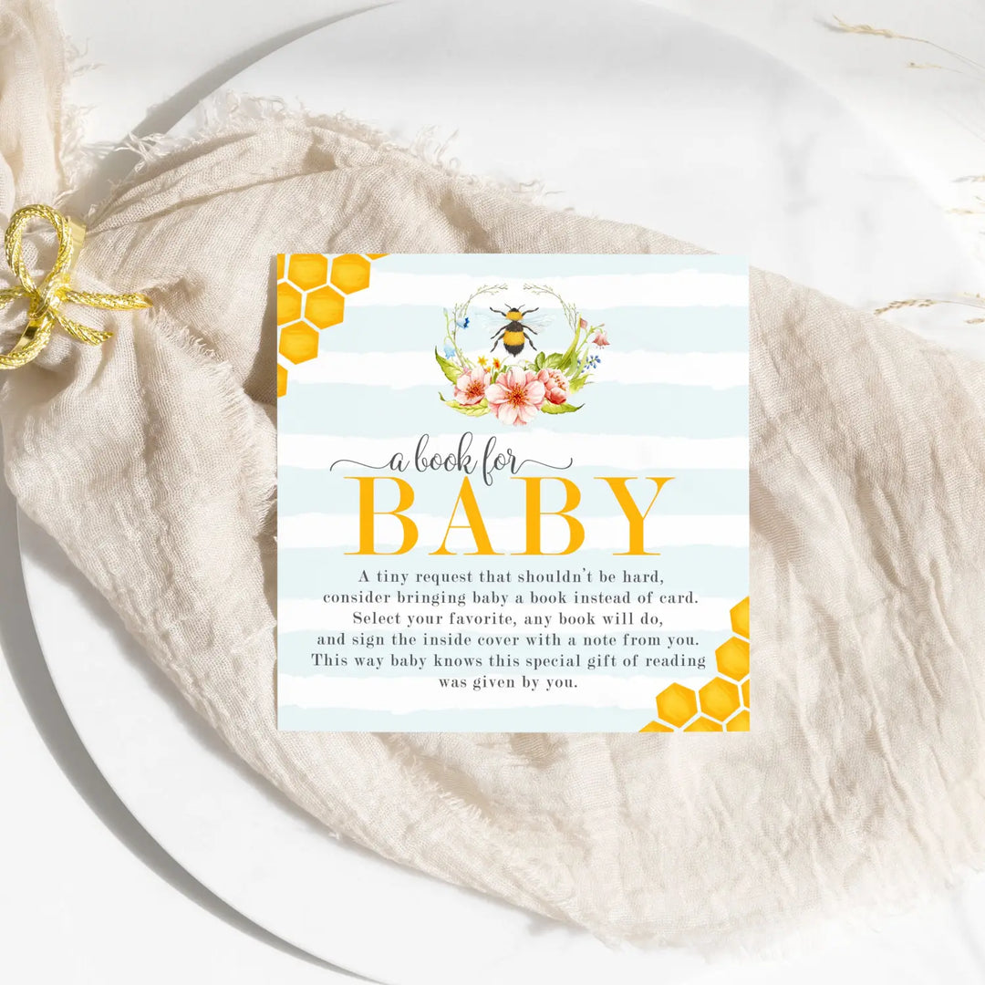Mama bee books for baby shower request cards - invitations