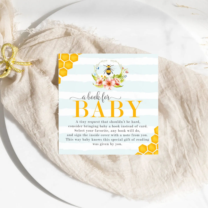 Mama bee books for baby shower request cards - invitations