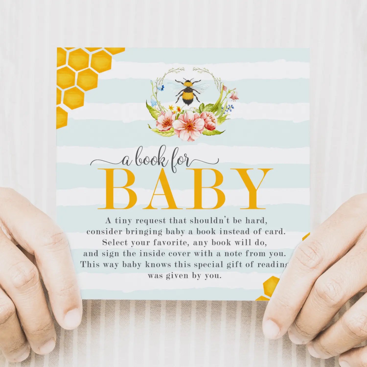 Mama bee books for baby shower request cards - invitations