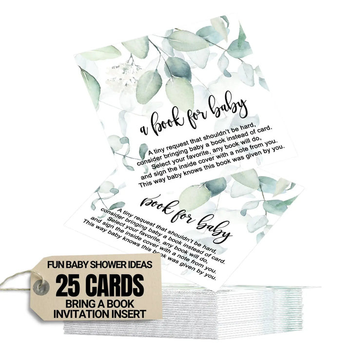 Greenery books for baby shower request cards - invitations