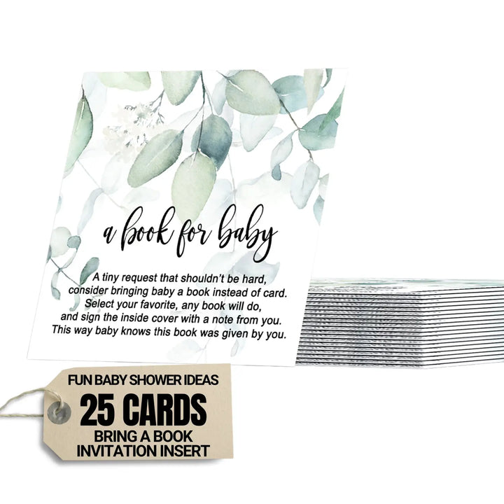 Greenery books for baby shower request cards - invitations