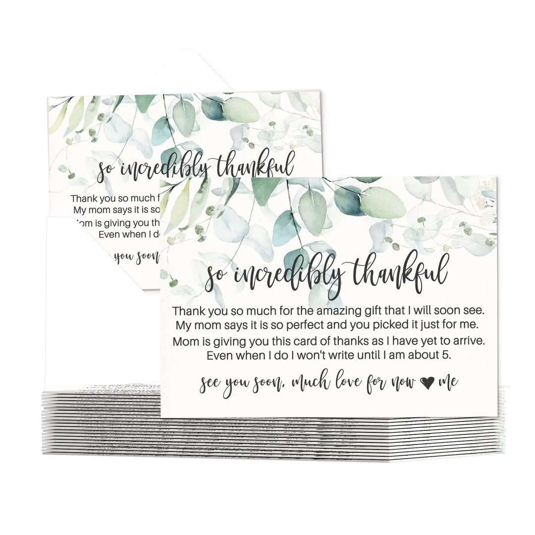 Greenery thank you cards for girls baby shower β personalized notecards (pack of 25) - office product