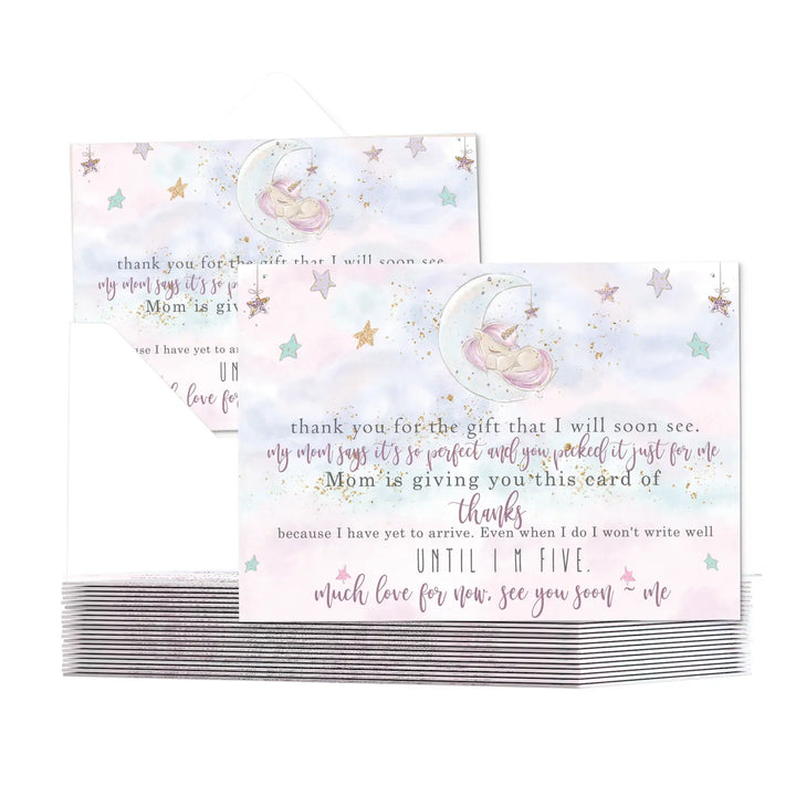 Unicorn thank you cards for baby girls β personalized notecards (pack of 25) - office product