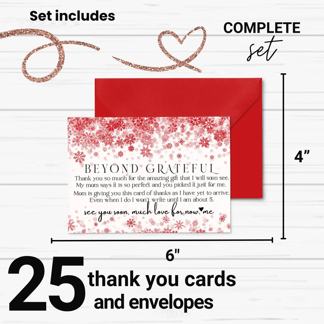 Christmas baby shower thank you cards β red notecards with envelopes (pack of 25) - office product