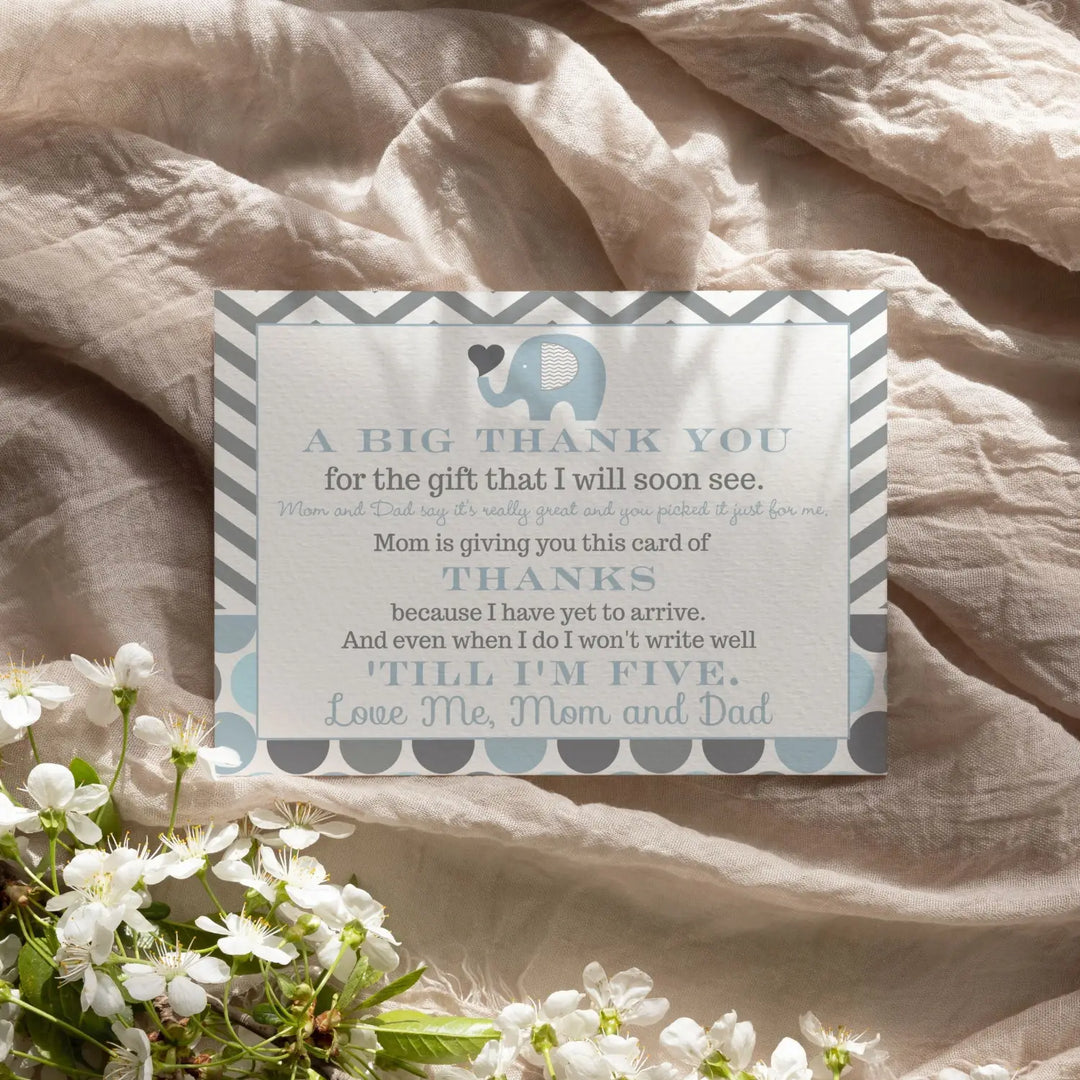 Elephant thank you cards for boys β prewritten notes with envelopes (pack of 25) - office product