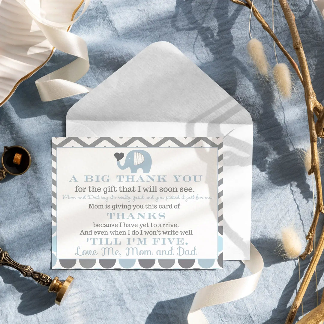 Elephant thank you cards for boys β prewritten notes with envelopes (pack of 25) - office product