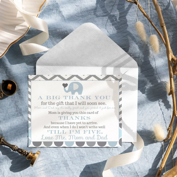 Elephant thank you cards for boys β prewritten notes with envelopes (pack of 25) - office product