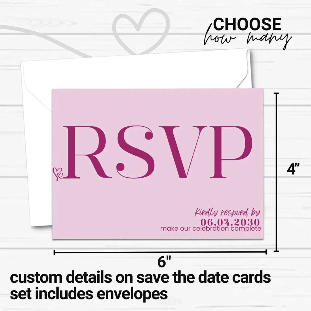 Custom huntress green rsvp cards with elegant white calligraphy - premium card stock 4x6 inch size - invitations