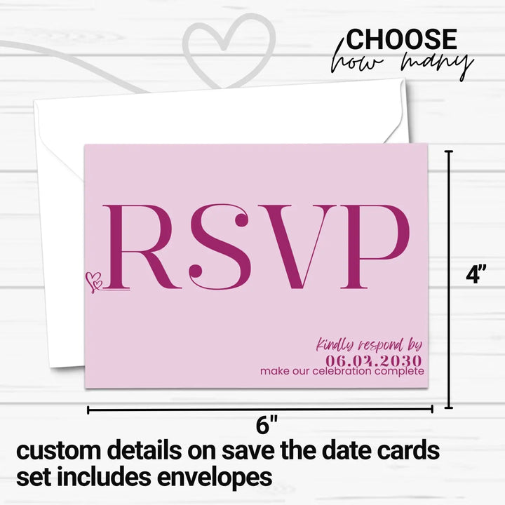Custom huntress green rsvp cards with elegant white calligraphy - premium card stock 4x6 inch size - invitations