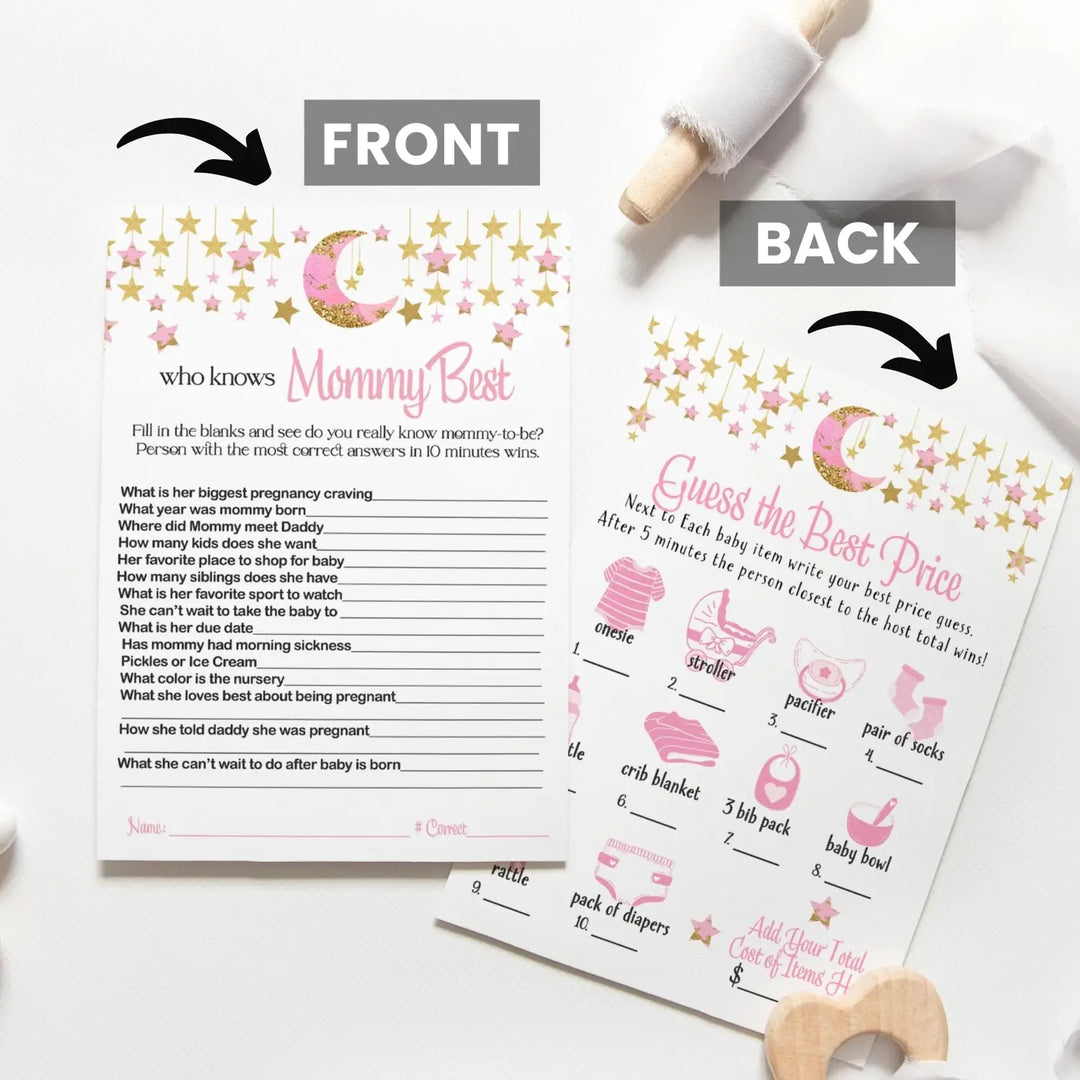 Twinkle little star baby shower mommy best and price game set 5x7 cards (25 ct) - party games