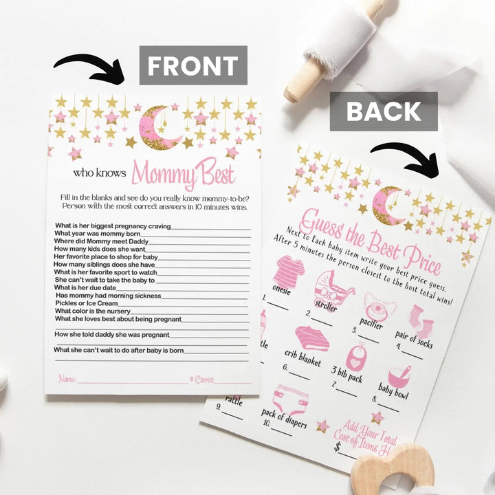 Twinkle little star baby shower mommy best and price game set 5x7 cards (25 ct) - party games
