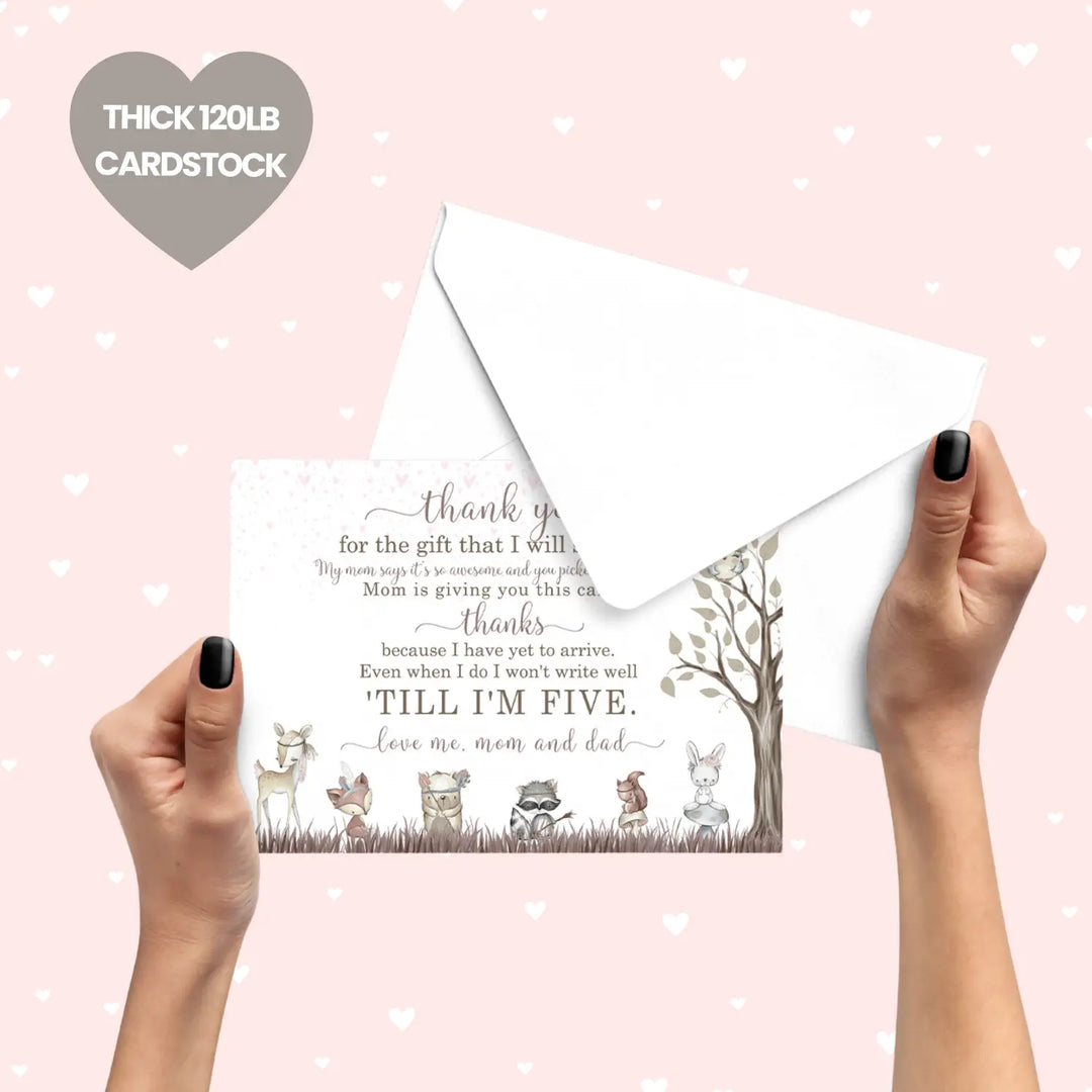Girls woodland baby shower thank you cards β notecards with envelopes (pack of 25) - office product