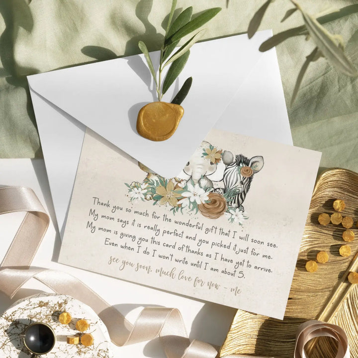 Flora jungle baby shower thank you cards for girls β notecards with envelopes (pack of 25) - office product