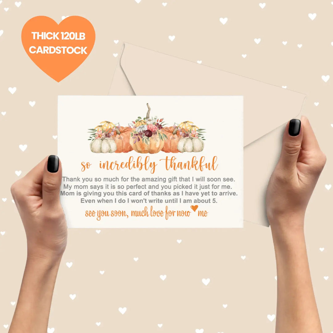 Rustic pumpkin baby shower thank you cards β prewritten notes (pack of 25) - office product