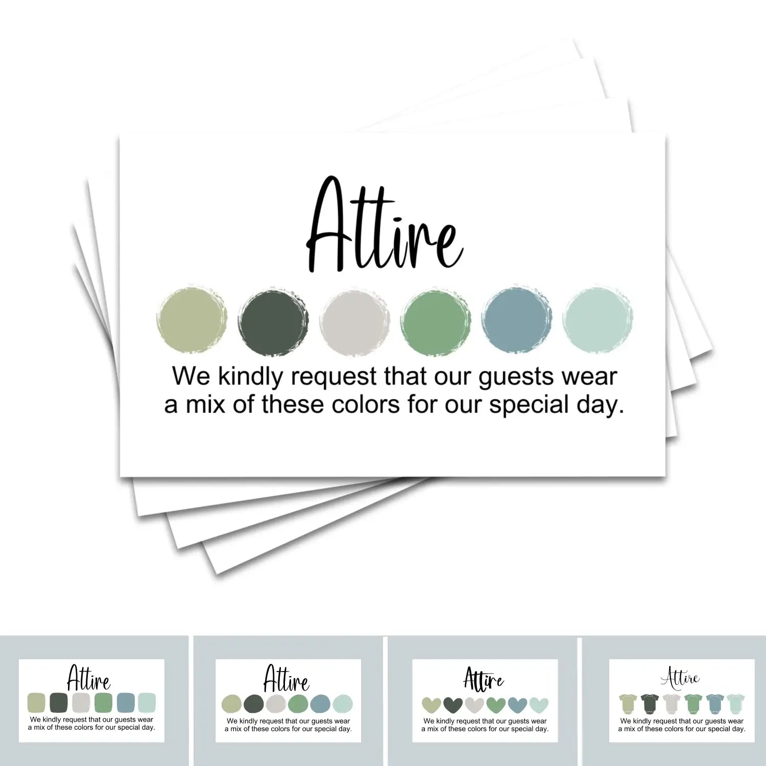 Invitation color guides: 2x3.5’’ cards for weddings & parties 100 count seaglass collection - invitations