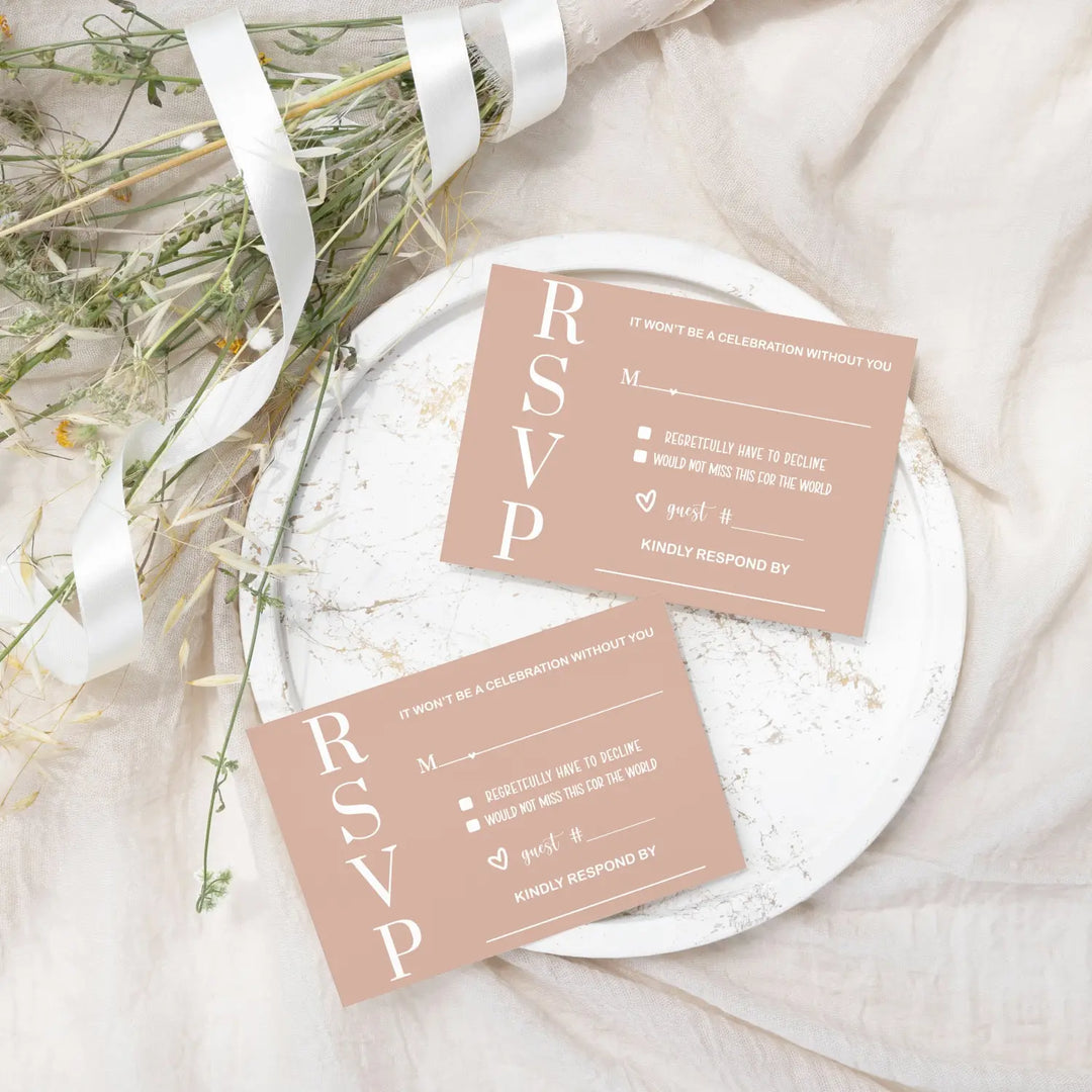 Canyon rose rsvp card 25 pack - minimalist wedding invitation response cards - invitations