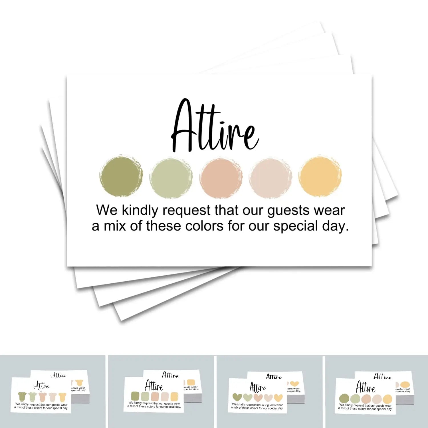 Boho sunset wedding & party color cards: custom dress code guides (sets of 100) - invitations