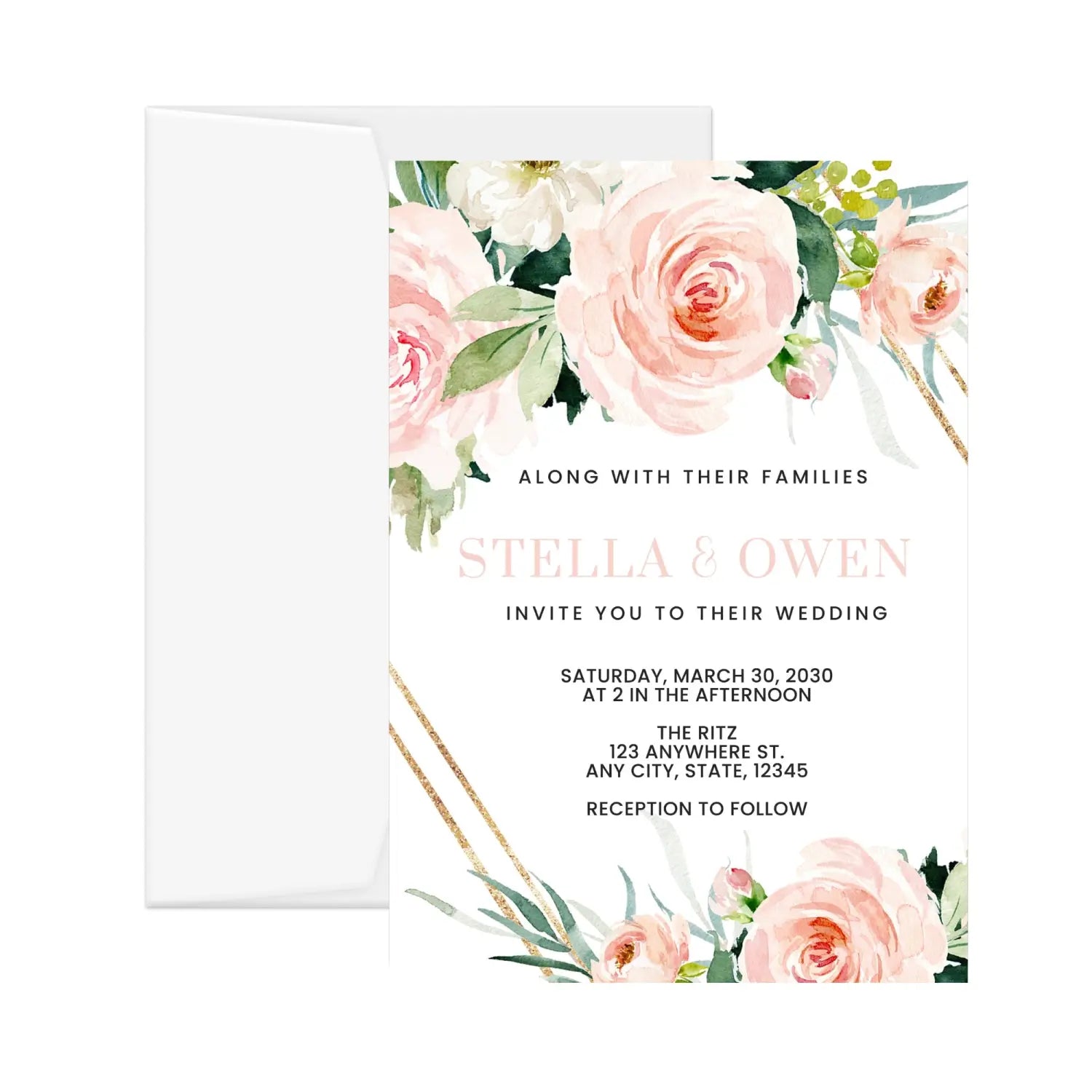 Graceful floral custom printable & printed invitations | 5x7 digital files | fast turnaround | personalizable