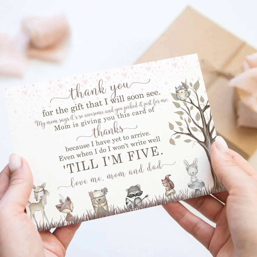 Girls woodland baby shower thank you cards β notecards with envelopes (pack of 25) - office product