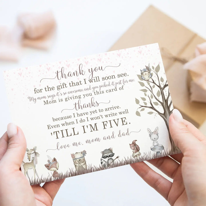 Girls woodland baby shower thank you cards β notecards with envelopes (pack of 25) - office product