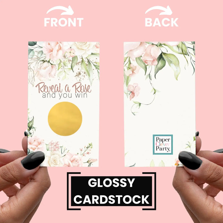 Floral bridal shower scratch-off game cards - 30 pack - love in bloom pink & gold botanical wedding party - games