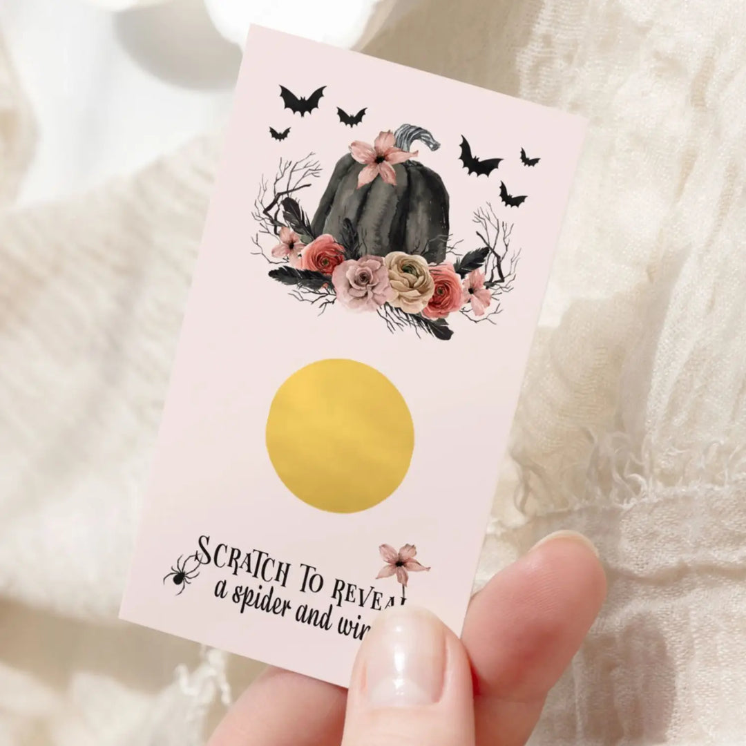 Gothic scratch-off game cards for spooky baby shower wedding engagement - 30 pack pink & black - party games
