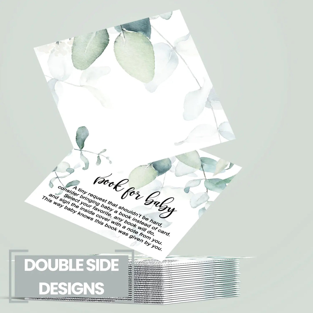 Greenery books for baby shower request cards - invitations