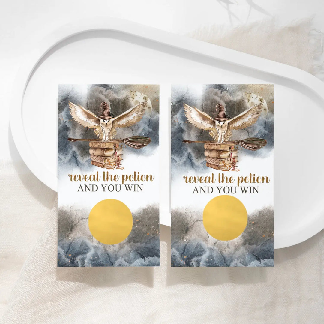 Magic owl scratch-off game cards: baby shower wedding halloween party favors & prize reveal activities - games