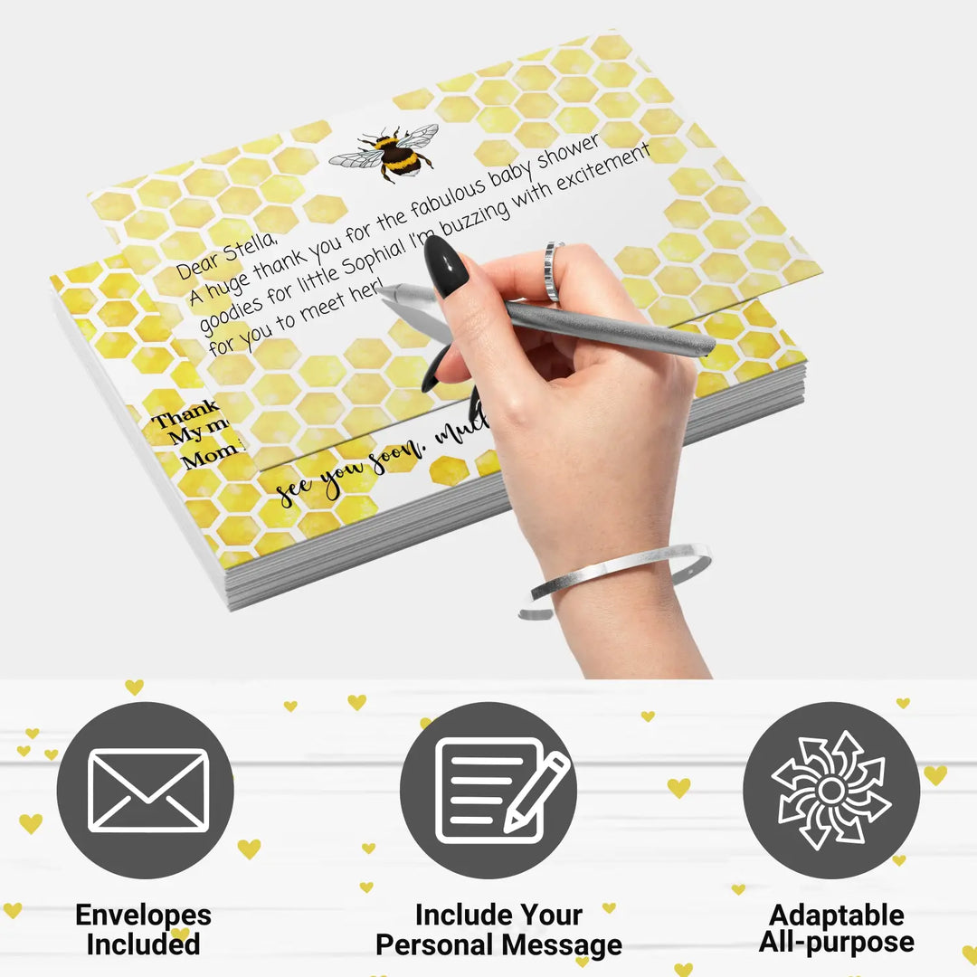 Mama bee baby shower thank you cards β bumblebee notecards with envelopes (pack of 25) - office product