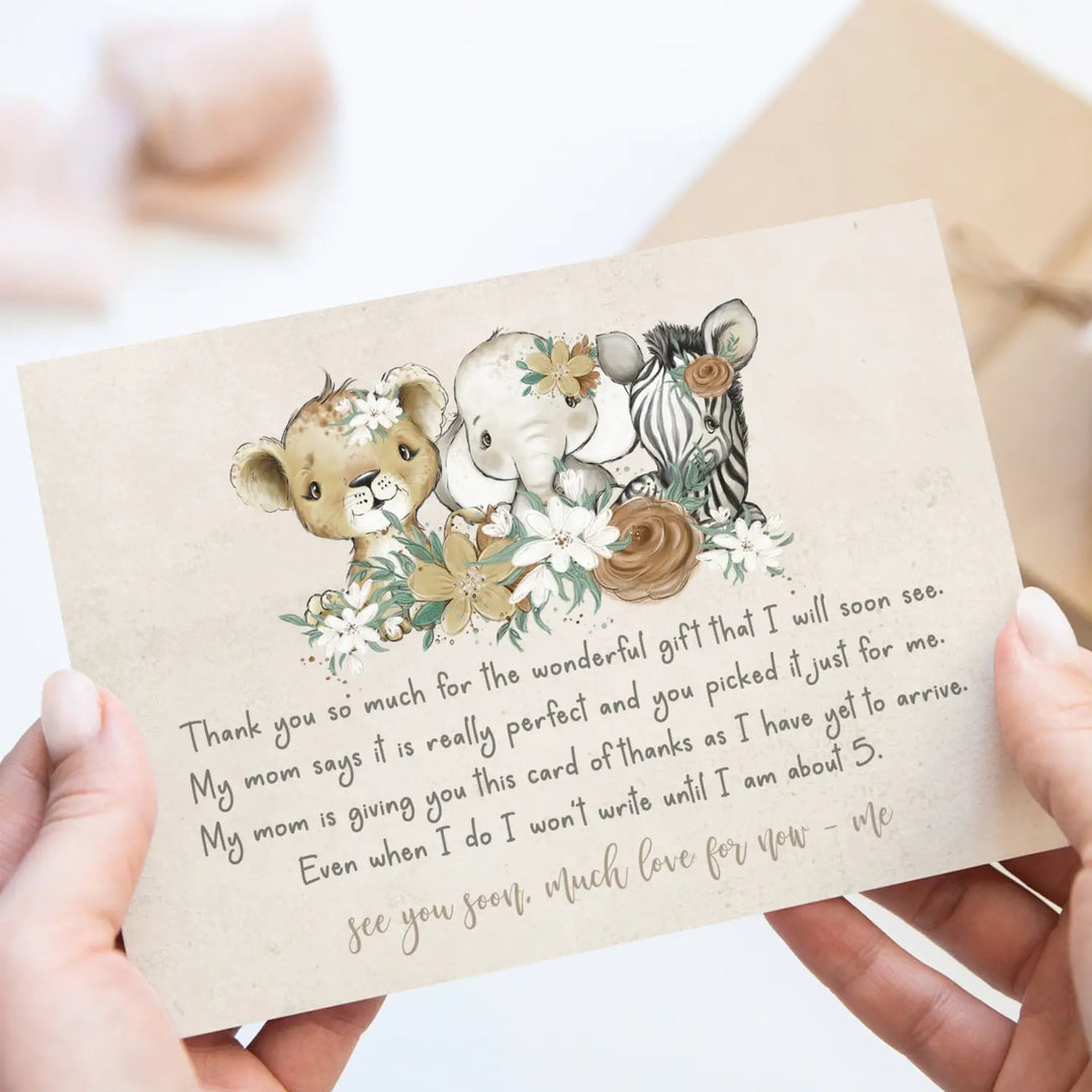 Flora jungle baby shower thank you cards for girls β notecards with envelopes (pack of 25) - office product