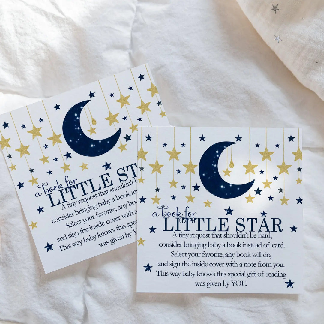 Twinkle little star books for baby shower request cards (boys) - invitations