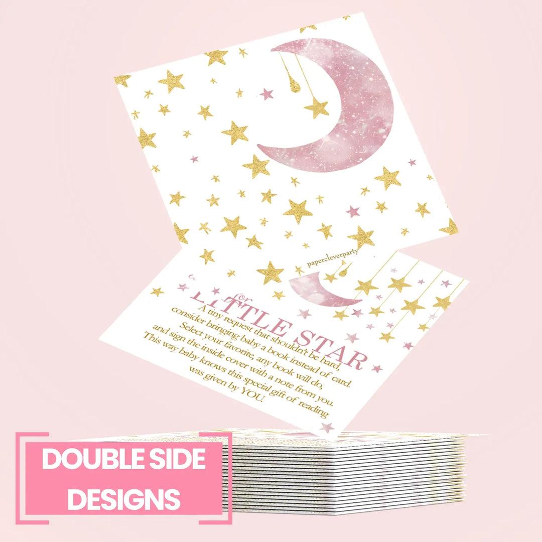 Twinkle little star books for baby shower request cards (girls) - invitations