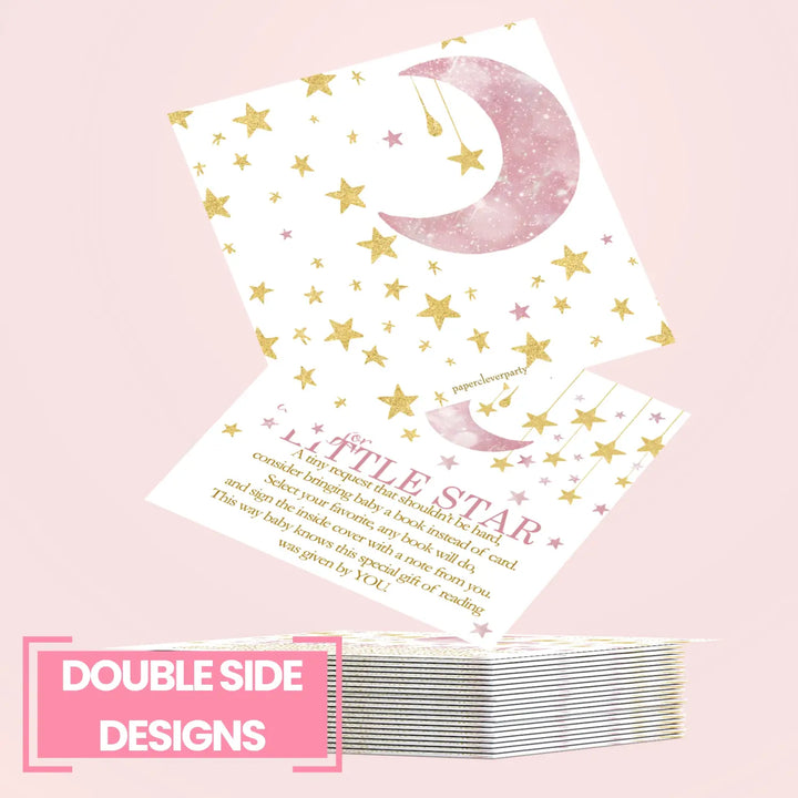 Twinkle little star books for baby shower request cards (girls) - invitations