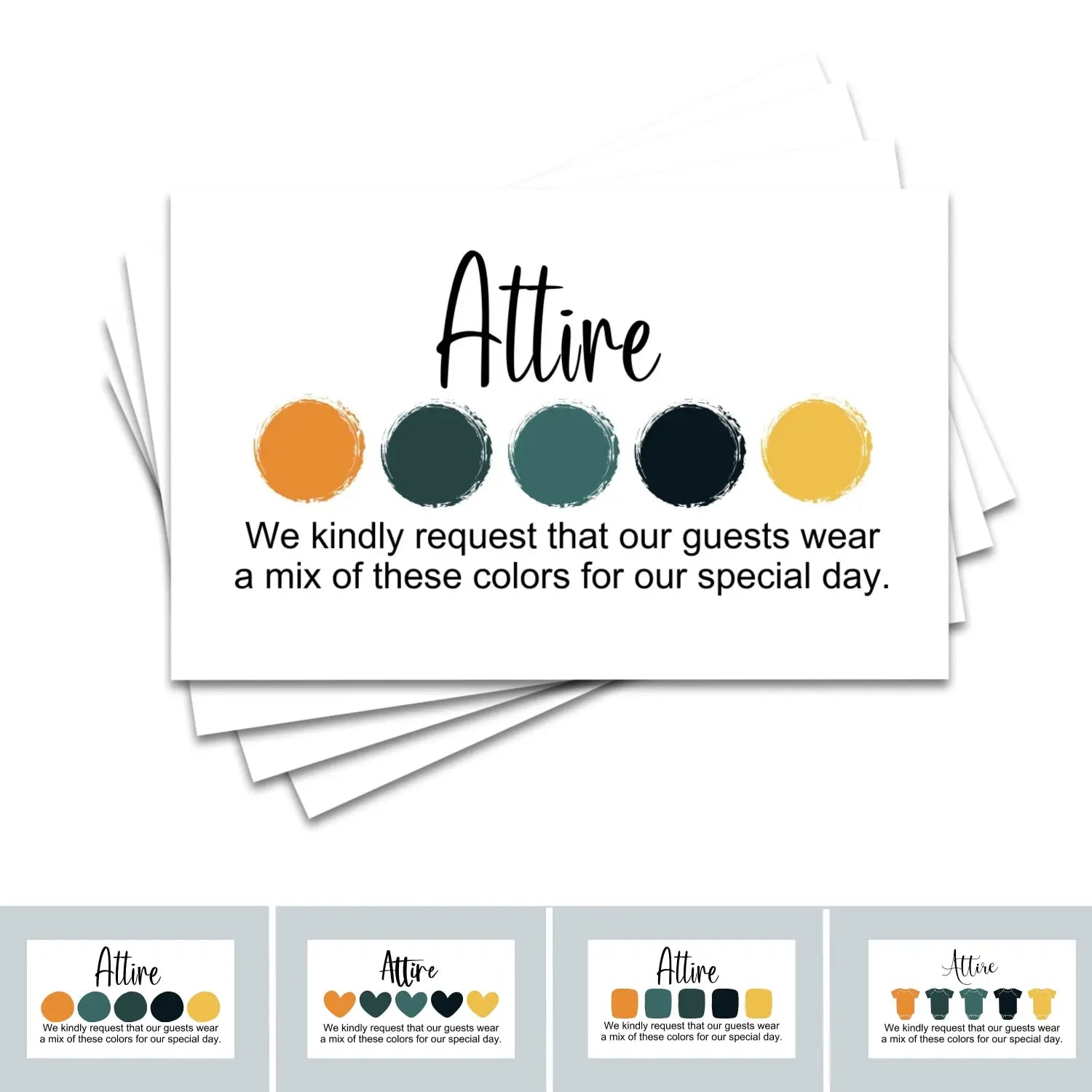 Tangerine and greenery invitation color guides: 2x3.5’’ cards for weddings & parties - invitations