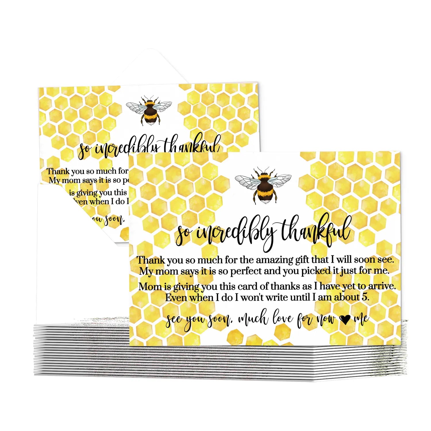Mama bee baby shower thank you cards β bumblebee notecards with envelopes (pack of 25) - office product