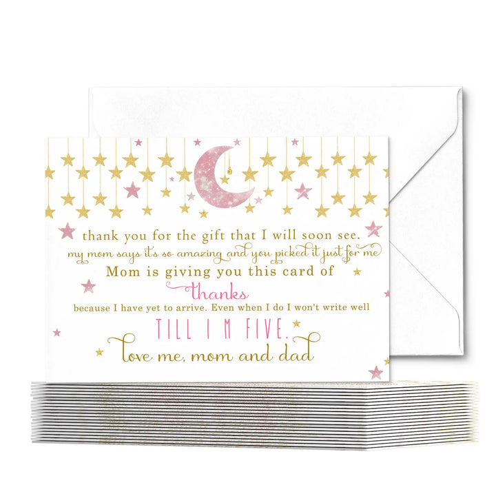Twinkle little star thank you cards for girls β pink and gold notecards (pack of 25) - office product