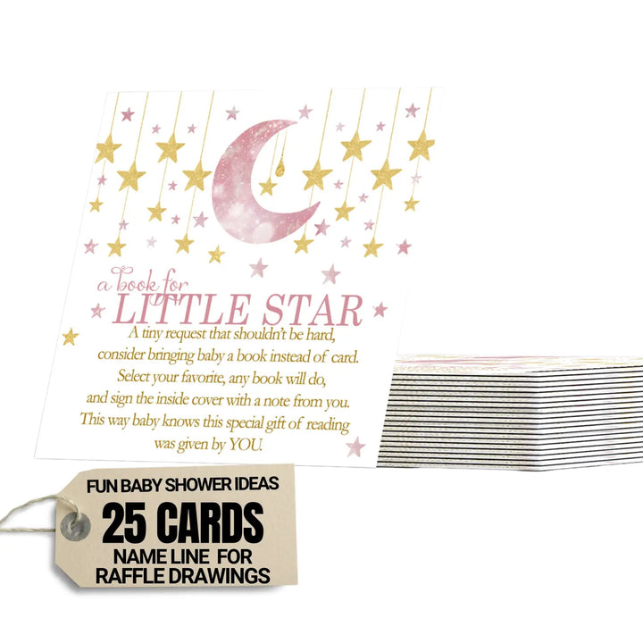 Twinkle little star books for baby shower request cards (girls) - invitations