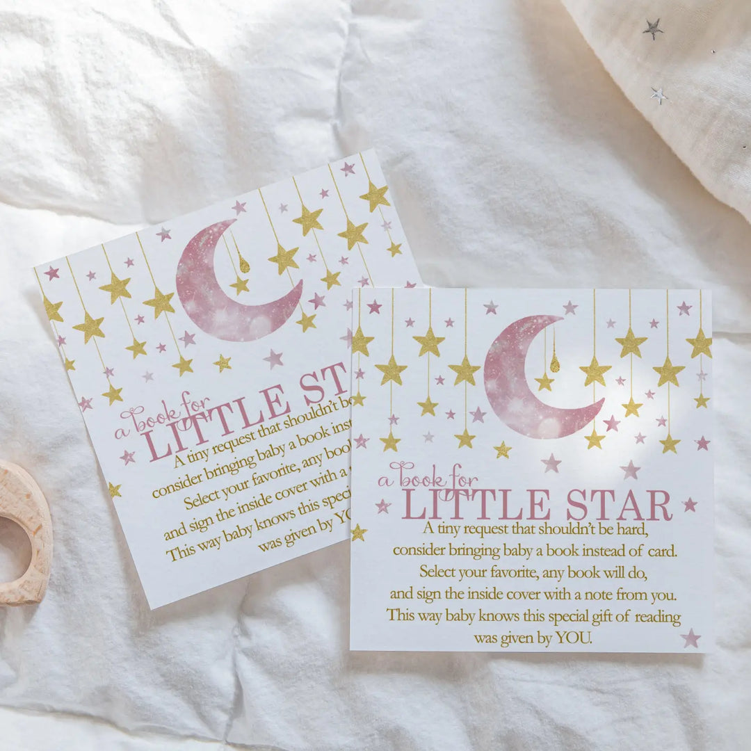 Twinkle little star books for baby shower request cards (girls) - invitations