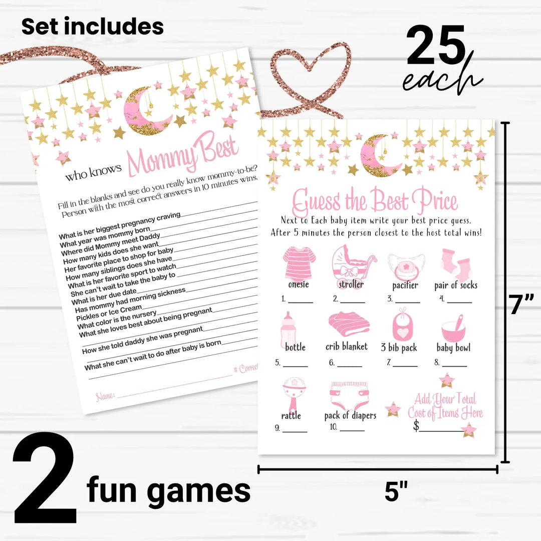 Twinkle little star baby shower mommy best and price game set 5x7 cards (25 ct) - party games