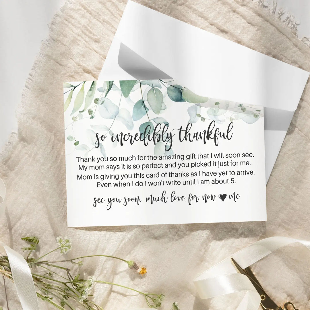 Greenery thank you cards for girls baby shower β personalized notecards (pack of 25) - office product